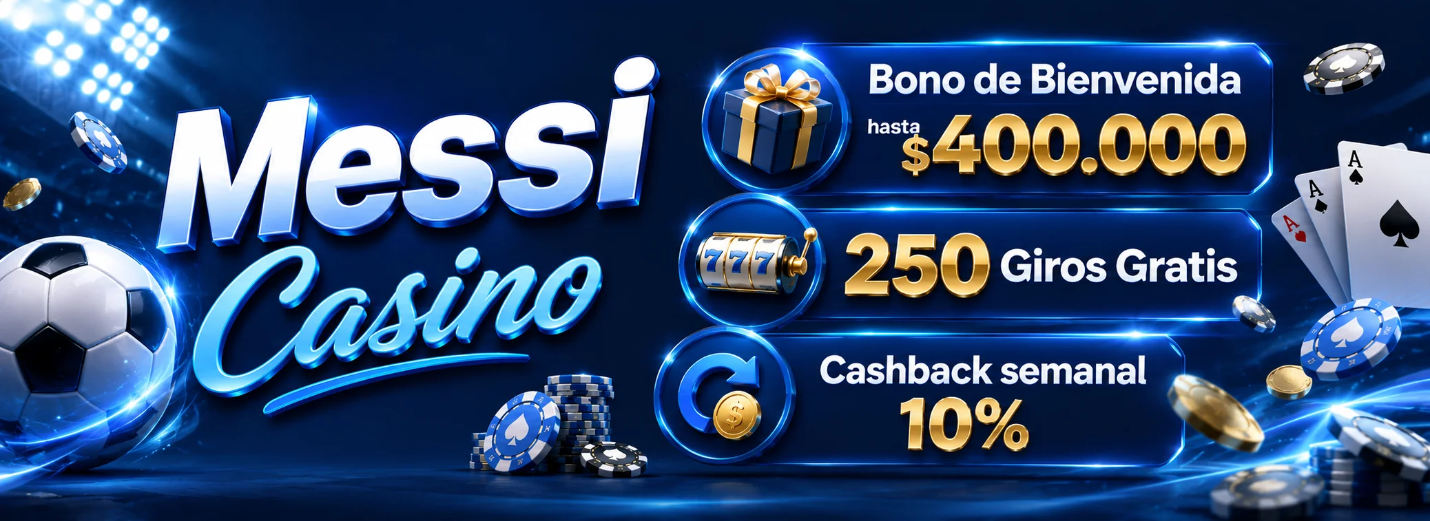 Bono de bienvenida de Messi Casino: 100% hasta $400.000 más 250 giros gratis en Gates of Olympus